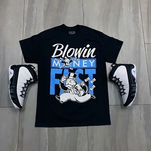 Tee to match Air Jordan Retro 9 University Blue Sneakers. Fast Money Tee - Picture 1 of 8