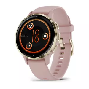 Garmin Venu 3S AMOLED GPS Smartwatch Gold Stainless Steel Bezel + RoseBand Watch - Picture 1 of 8