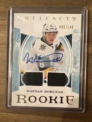 2022-23 Kaedan Korczak Upper Deck Artifacts Rookie Dual Patch Auto /149  Knights - Image 1 of 2
