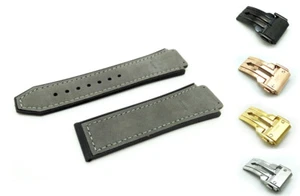 PASST ZU HUBLOT BIG BANG FUSION UHR 26mm dunkelgrau Kautschuk Wildleder Armband Band SCHLIESSE - Bild 1 von 12