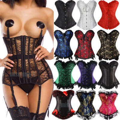 Women Bustier Burlesque Boned Corset Top Fancy Basque Lingerie Shaper Corset Top - Image 1 of 4