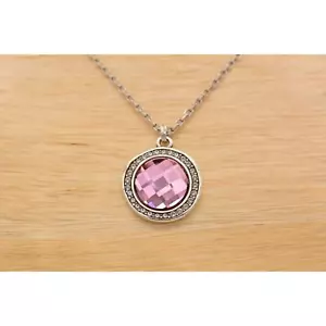 Brighton Crystal Pendant Necklace Purple Faceted Rhinestone Silver Shiny BinT - Picture 1 of 12