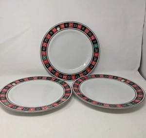  Three 12 Inch Roulette Dinner  Serving Plates BIA 2003 Vintage Game Night - Picture 1 of 24