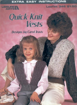 Quick Knit Vests Knitting Patterns Leisure Arts 346 Leaflet - Image 1 of 2
