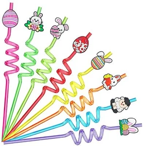 Ynaize Easter Decoration Accessories Straws 8PCS Resuable Straw Easter Basket... - Picture 1 of 7