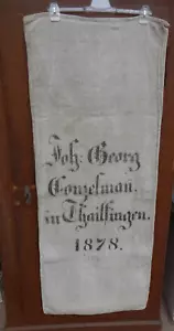 Alter Sack 1878 Leinensack beschriftet bemalt Mehlsack Getreidesack Bauer Leinen - Bild 1 von 15