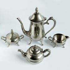 Vintage Silverplate 1940s 3 Piece Matching Set Plus Bonus Mini Teapot No Dents