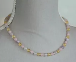 CITRINE, LAVENDER AMETHYST & ROSE QUARTZ NECKLACE  ~ 19" 925 STERLING SILVER - Picture 1 of 3