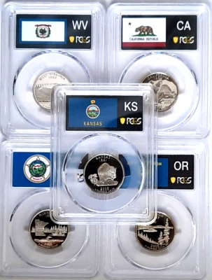 2005-S  Clad Proof State Quarter Set ( 5 Coins) PCGS PR70 DCAM-State Flag - Image 1 of 4