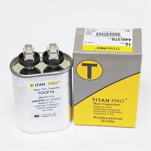 TOCF10 Oval 10 mfd uf 440 370 Volts Motor Run Capacitor Titan Pro 60,000 Hour - Picture 1 of 4