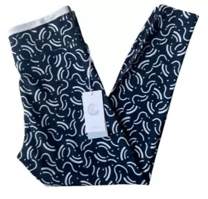 Leggings Johnny Was taglia L vita alta calma resistenza bianchi su blu 7/8 - Foto 1 di 8