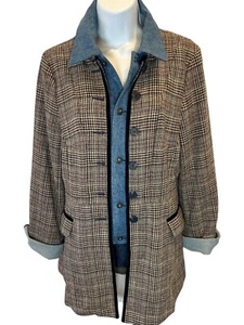 SAHALI kariertes Tweed Jeansjacke Gr. 10 MEDIUM hellbraun Lagenlook Reitsport Akademie - Bild 1 von 13