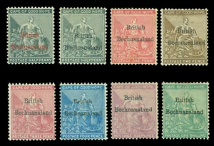 BECHUANALAND 1885-87  Hope Seated  overprinted complete set Scott # 1-9 mint MH - Picture 1 of 2