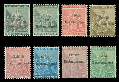 BECHUANALAND 1885-87  Hope Seated  overprinted complete set Scott # 1-9 mint MH - Image 1 of 2
