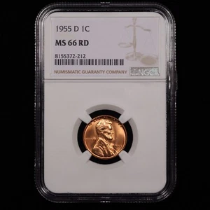 1955-D Lincoln Wheat Cent 1c - NGC GRADED MS66 RD - Picture 1 of 4