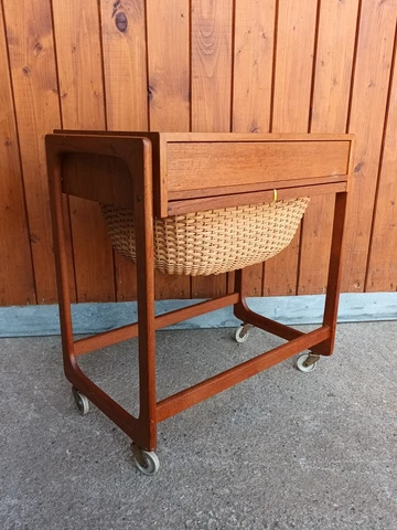 Teak Sewing Table Vintage Dresser Retro Nähschränkchen Danish Modern Nähwagen Cover