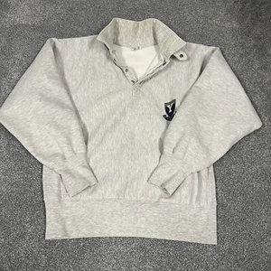 Rare Yale USA Champion Reverse Weave Warmup Sweatshirt 1/4 Button Gray Size L - Picture 1 of 10