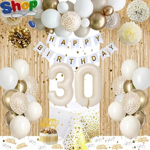 30Th Birthday Decoration for Women, Boho Sand White 30Th Balloon Birthday Party - Picture 1 of 12