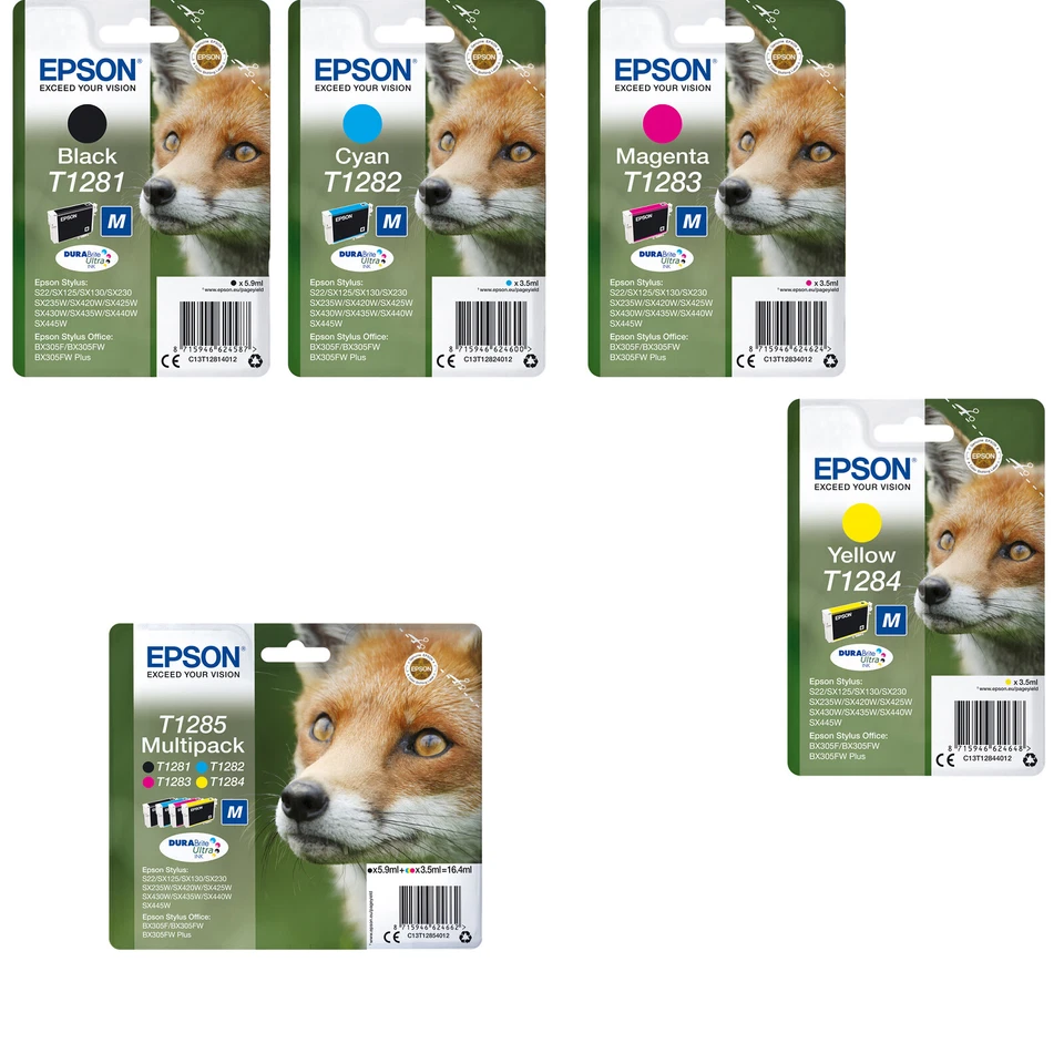 EPSON T1281 T1282 T1283 T1284 T1285 CARTUCCIA ORIGINALE BK C M Y Multipack