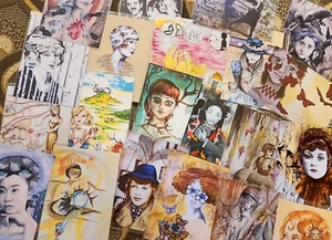 5 Bolso de agarre ACEO - Personas y retratos - Impresiones artísticas retro surrealistas firmadas - Imagen 1 de 1