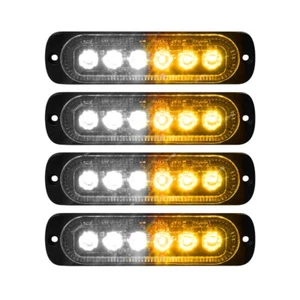 4x6LED Truck Emergency Hazard Flash Strobe Light Dash Warning Lamp Amber/White - Picture 1 of 8