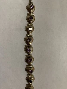 Antique Style Sterling Silver Semi Precious Stone Bracelet Women Heart Indian - Picture 1 of 5