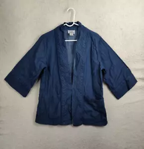 Anthony Richards Women Jacket Medium Blue 100% Cotton 3/4 Sleeve Kimono Fit - Picture 1 of 17