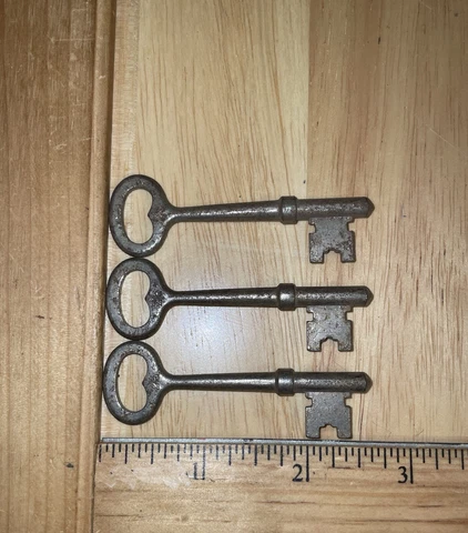 3 penn lock co Door Mortise Lock signed Skeleton key # 25 Lot Cover