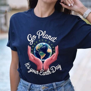 Womens Happy Earth Day 2025 Go Planet Eco Friendly Unisex T-Shirt - Picture 1 of 23