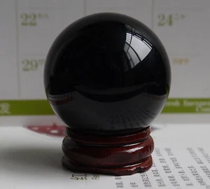 40 mm + Ständer natürliche schwarze Obsidian Kugel große Kristallkugel Heilstein - Bild 1 von 5