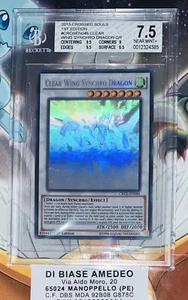 💎BGS 7,5 CLEAR WING SYNCHRO DRAGON CROS-EN046 1st FIRST EDITION GHOST RARE! - Foto 1 di 12
