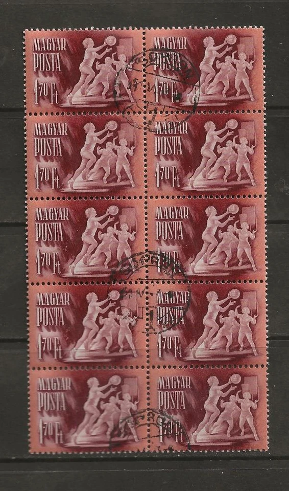 HUNGARY -1950 CTO BASKETBALL BLOCK OF TEN - SCOTT 923 - J26f - Image 1 of 1