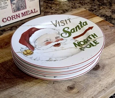 JUEGO DE (4) Platos de Postre Ensalada Sakura David C Marrón SIGNOS DE NAVIDAD 8.25" Foto 1 de 3