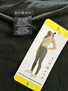 MAX & MIA Dark Olive Green Leggings NWT Size Small High Waisted French Terry - Picture 1 of 4