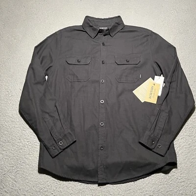 Burton Flannel Shirt Mens Small Brighton Gray Organic Cotton Pockets Button Up - Image 1 of 4
