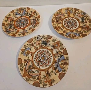 Vintage Three Rare Antique Japanese Hand Painted Dragonfly Plate 7.25” - Picture 1 of 8