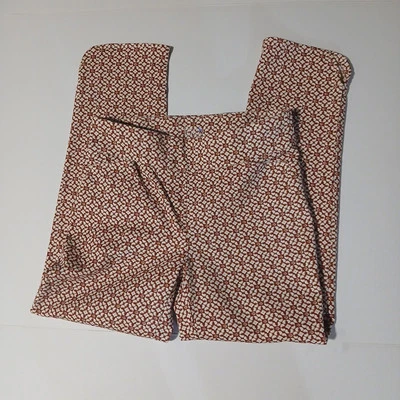 CROFT & BARROW Maroon Geo Effortless Stretch Ankle Woman  Pants Size 4 - Image 1 of 4