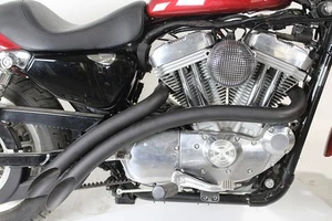Curved Radius Exhaust Header Set Black fits Harley Davidson - Picture 1 of 4
