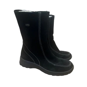 Rieker Tek size 37 (6.5-7) Boots Black Suede Wool Lined Winter Snow - Picture 1 of 7