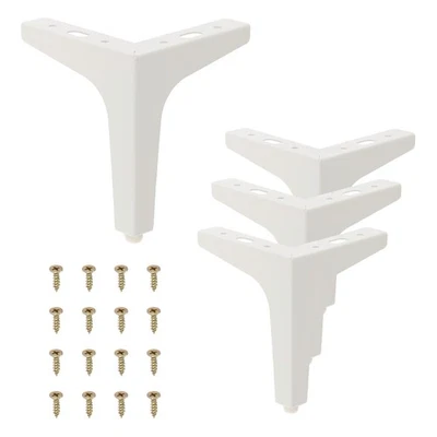 4 Pcs 6" Metal Furniture Legs Triangle Furniture Replacement Feet White - Image 1 of 4
