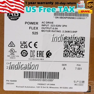 Sealed Genuine 25B-D6P0N104 /A PowerFlex 525 2.2kW 3Hp AC Drive US Free Tax - Picture 1 of 3