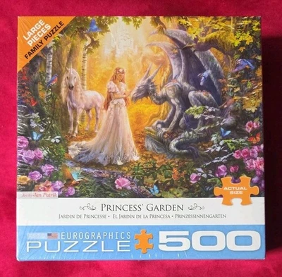 NUEVO Princesa Jardín Fantasía Mujer Unicornio Dragón 500 Piezas Puzzle Eurográficos Foto 1 de 4