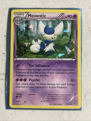 Pokemon TCG Meowstic 43/106 XY Flashfire Cracked Ice Holo Rare Card - Image 1 of 2