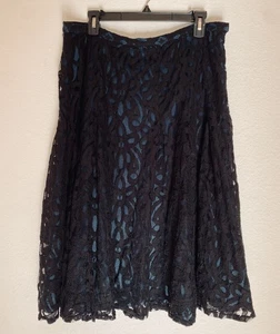 Coldwater Creek Damen schwarz Spitze Overlay Rock Größe 16 Whimsigoth Urlaub Party - Bild 1 von 9