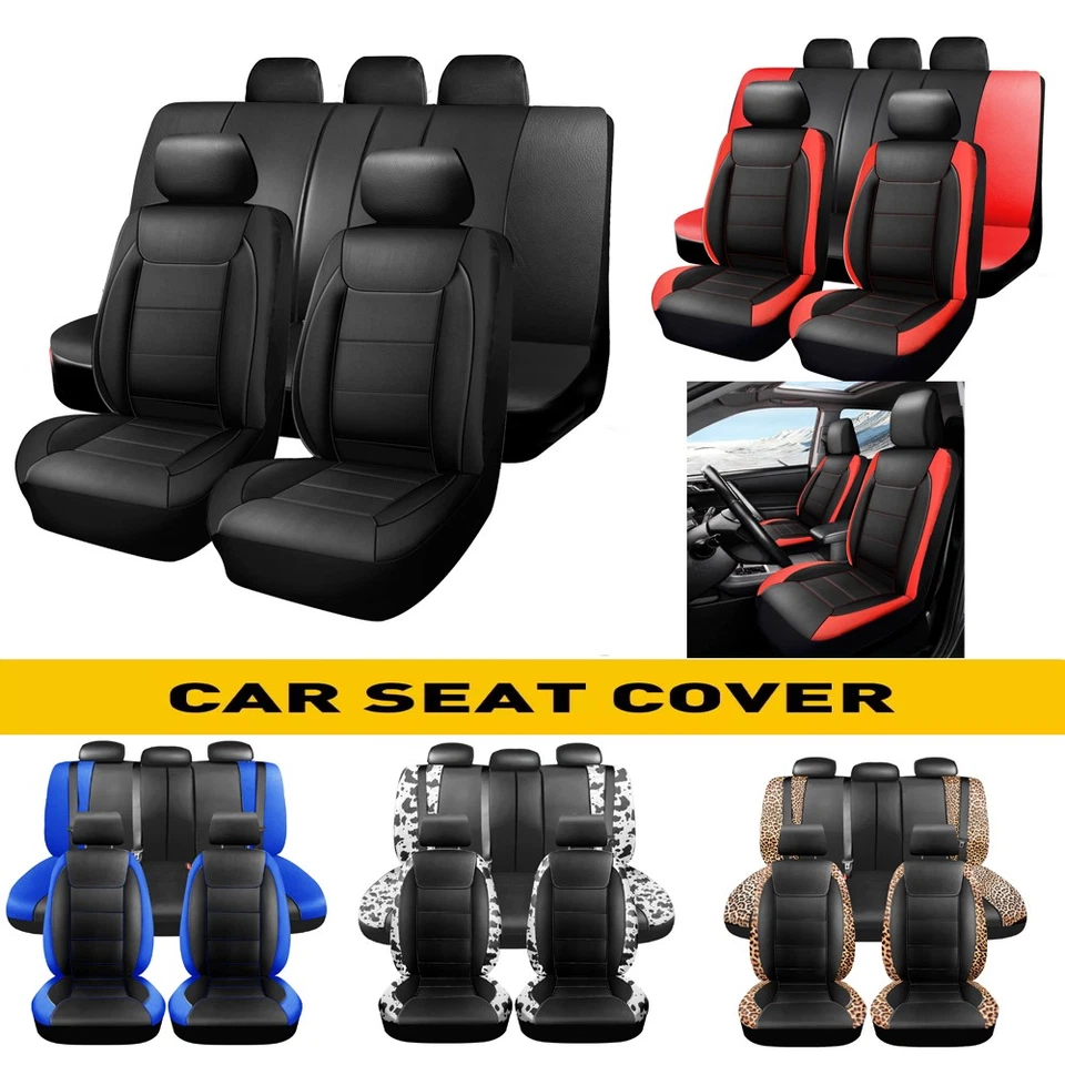 For Volkswagen Car Seat Covers 5-Seats Full Set PU Leather Front+Rear Protector - Image 1 of 4