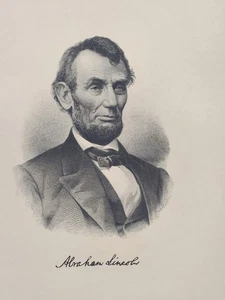President Abraham Lincoln Fine Print Engraving with Printed Signature - Picture 1 of 3