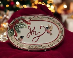 Fitz and Floyd Christmas Santa's Forest Friends Joy Birds 9" Platter Tray Plate - Picture 1 of 10