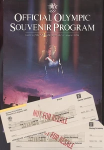 1984 Summer Olympics Official Souvenir Program & 2 Opening Ceremonies Tickets - Picture 1 of 3
