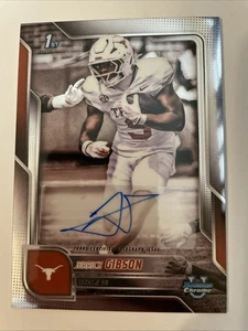 Jerrick Gibson Auto 2025 Bowman Chrome BCA-JG 1st Bowman Texas Longhorns - Picture 1 of 3