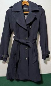 Guess Wool Blend Trench Coat Belted Military Inspired Women's Size S Small (A24) - Picture 1 of 5